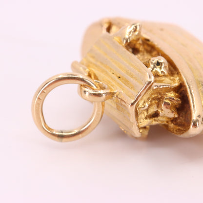 Vintage 9ct Yellow Gold Noahs Ark Opening Boat Charm Animal Religious Pendant