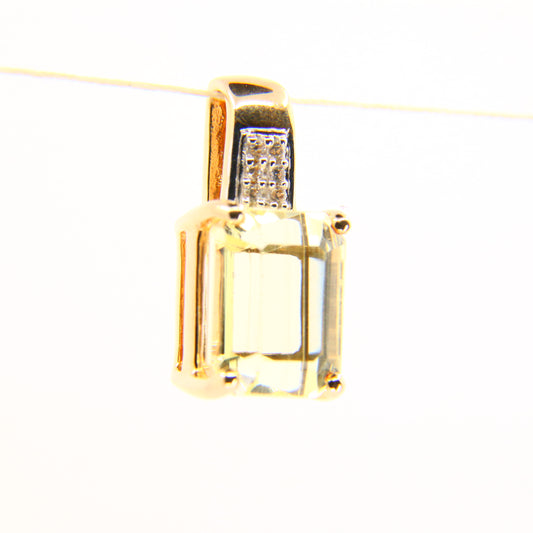 Vintage 10ct Citrine Drop Pendant CZ Stone 10 Carat Hallmarked Yellow Gold Charm