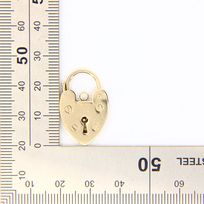 Vintage 9ct Heart Lock Gold Charm Padlock Closer Pendant Hallmarked Gifts Crafts