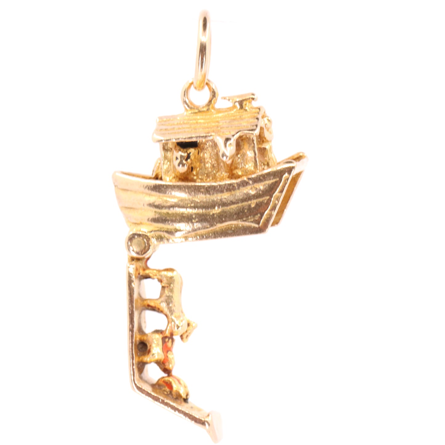 Vintage 9ct Yellow Gold Noahs Ark Opening Boat Charm Animal Religious Pendant