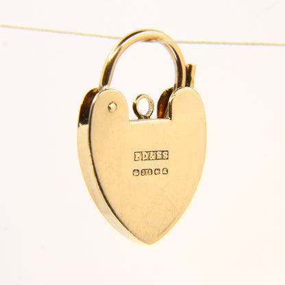 Vintage 9ct Heart Lock Gold Charm Padlock Closer Pendant Hallmarked Gifts Crafts