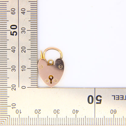 Vintage 9ct Heart Lock Gold Charm Padlock Closer Pendant Solid Gold Gifts Crafts