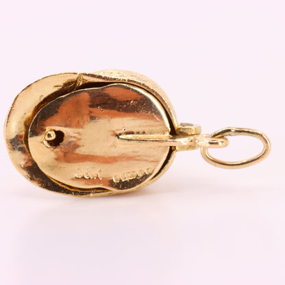 Vintage 9ct Hallmarked Gold Jockey Hat Opening Horse Pendant Equestrian Charm