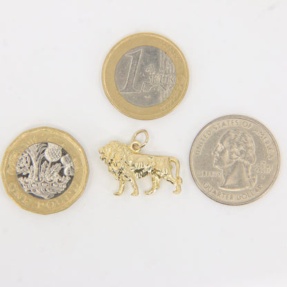 Vintage 9ct Gold Lion Pendant Yellow Gold Animal Charm Detailed Big Cat Gift