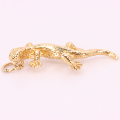 Vintage 9ct Hallmarked Yellow Gold Lizard Reptile Charm Pendant Animal Jewellery Gift