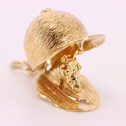 Vintage 9ct Hallmarked Gold Jockey Hat Opening Horse Pendant Equestrian Charm
