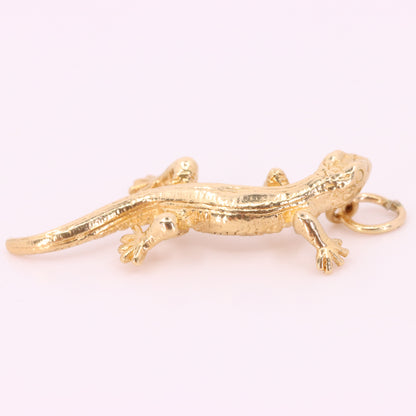 Vintage 9ct Hallmarked Yellow Gold Lizard Reptile Charm Pendant Animal Jewellery Gift