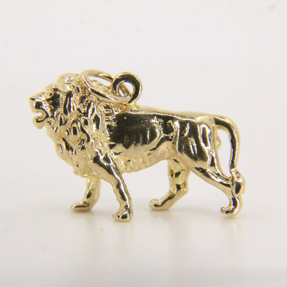 Vintage 9ct Gold Lion Pendant Yellow Gold Animal Charm Detailed Big Cat Gift