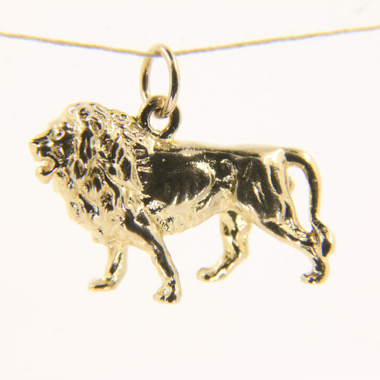 Vintage 9ct Gold Lion Pendant Yellow Gold Animal Charm Detailed Big Cat Gift