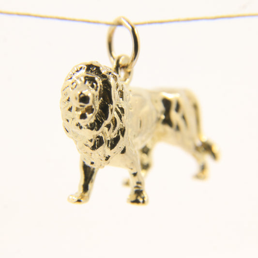 Vintage 9ct Gold Lion Pendant Yellow Gold Animal Charm Detailed Big Cat Gift