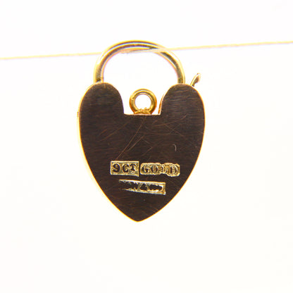 Vintage 9ct Heart Lock Gold Charm Padlock Closer Pendant Solid Gold Gifts Crafts