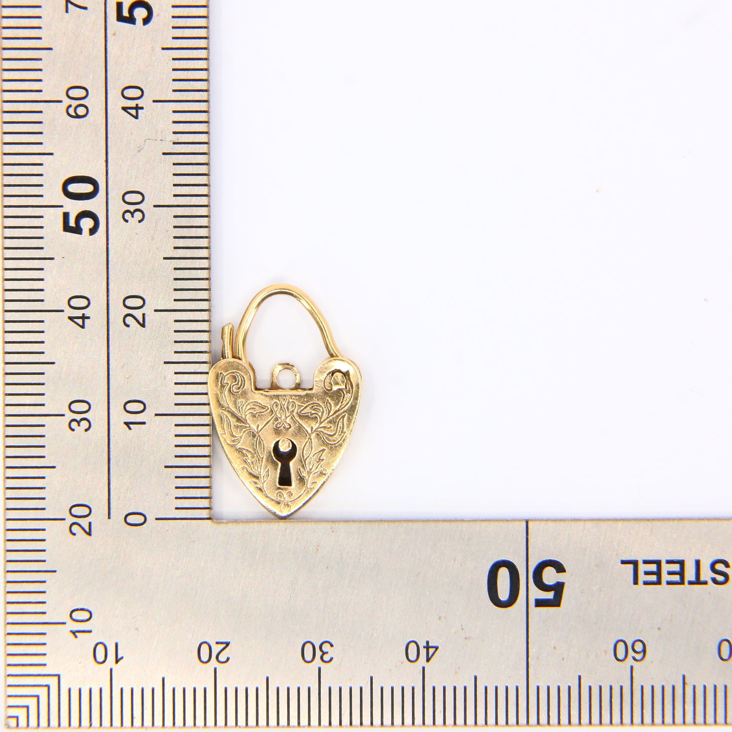 Vintage 9ct Engraved Heart Lock Gold Charm Padlock Pendant Hallmarked Gifts