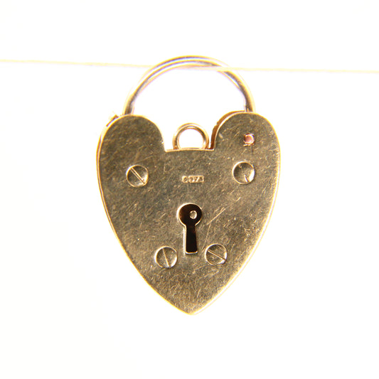 Vintage 9ct Heart Lock Gold Charm Padlock Closer Pendant Hallmarked Gifts Crafts