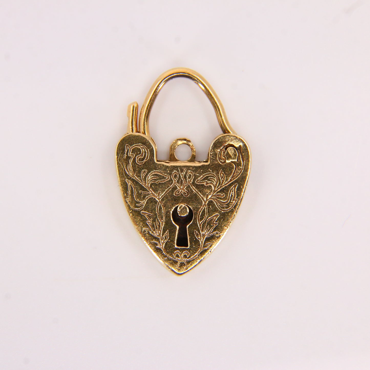 Vintage 9ct Engraved Heart Lock Gold Charm Padlock Pendant Hallmarked Gifts