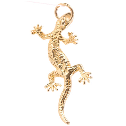 Vintage 9ct Hallmarked Yellow Gold Lizard Reptile Charm Pendant Animal Jewellery Gift