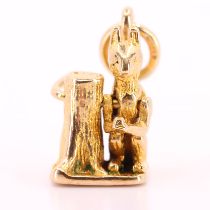 Vintage 9ct Hallmarked Gold Squirrel Eating Nut Charm Moving Animal Pendant Gift