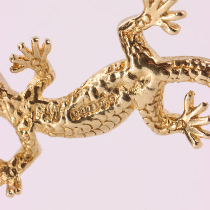 Vintage 9ct Hallmarked Yellow Gold Lizard Reptile Charm Pendant Animal Jewellery Gift