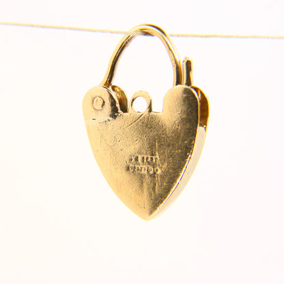 Vintage 9ct Engraved Heart Lock Gold Charm Padlock Pendant Hallmarked Gifts