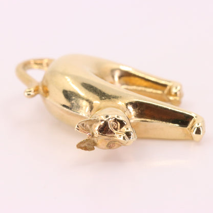 Vintage 9ct Hallmarked Yellow Gold Scaredy Cat Pendant Arched Back Animal Charm