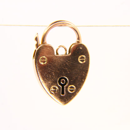 Vintage 9ct Heart Lock Gold Charm Padlock Closer Pendant Solid Gold Gifts Crafts