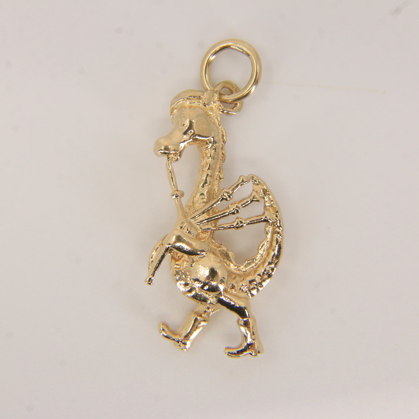Vintage 9ct Hallmarked Gold Nessie Bagpipe Pendant Loch Ness Monster Charm