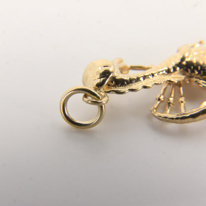 Vintage 9ct Hallmarked Gold Nessie Bagpipe Pendant Loch Ness Monster Charm