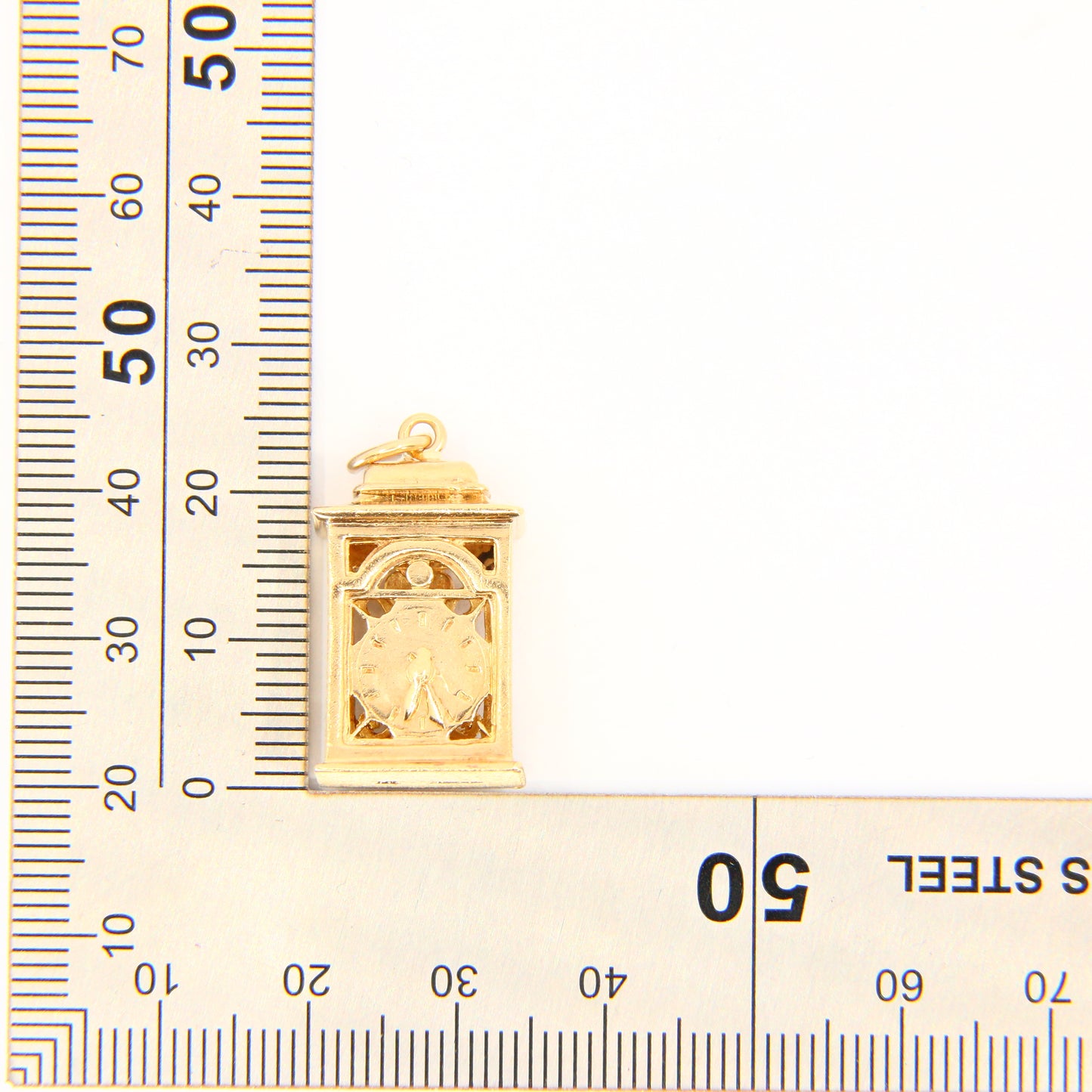 Vintage 9ct Clock Charm Moving Hands Hallmarked Yellow Gold Mantel Clock Pendant