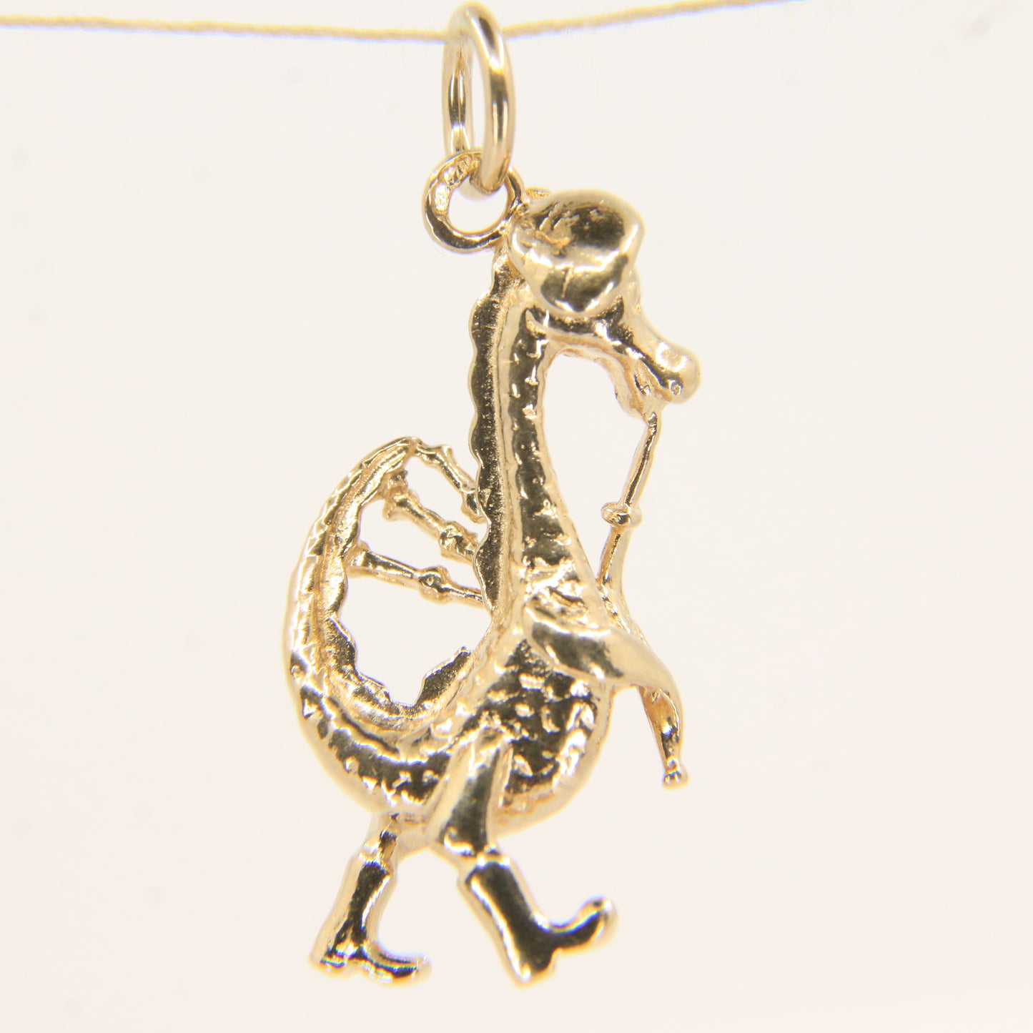 Vintage 9ct Hallmarked Gold Nessie Bagpipe Pendant Loch Ness Monster Charm