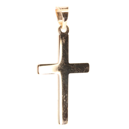 Vintage 9ct Gold Cross Pendant Hallmarked Plain Yellow Gold Christian Charm
