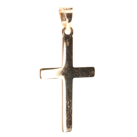 Vintage 9ct Gold Cross Pendant Hallmarked Plain Yellow Gold Christian Charm
