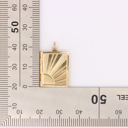 Vintage 9ct Hallmarked Gold 2 Photo Sunburst Locket Pendant Yellow Gold Charm