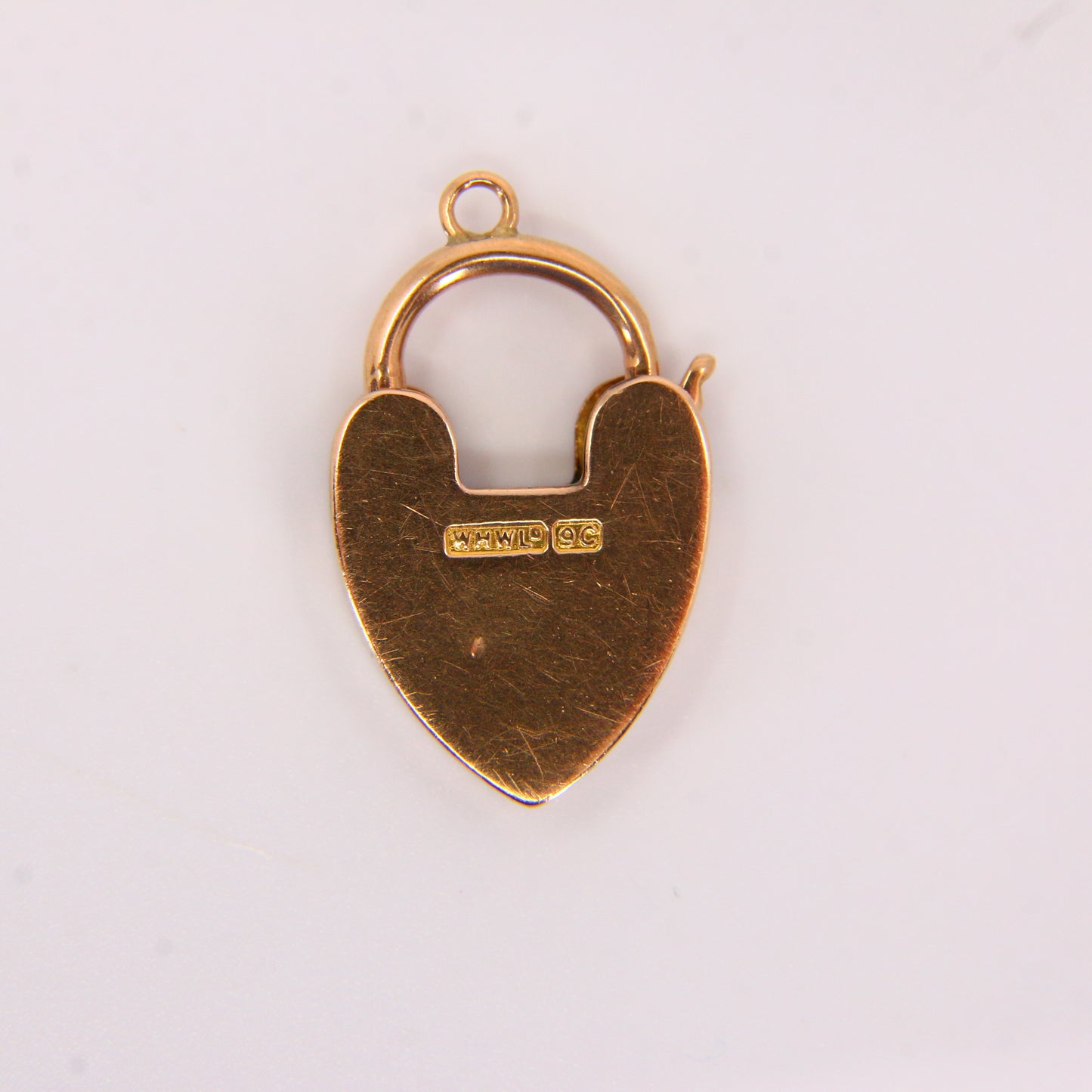 Vintage 9ct Engraved Heart Lock Charm Padlock Closer Solid Gold Pendant Craft Gift