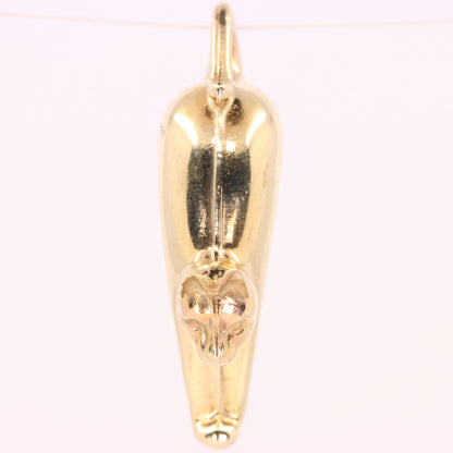 Vintage 9ct Hallmarked Yellow Gold Scaredy Cat Pendant Arched Back Animal Charm