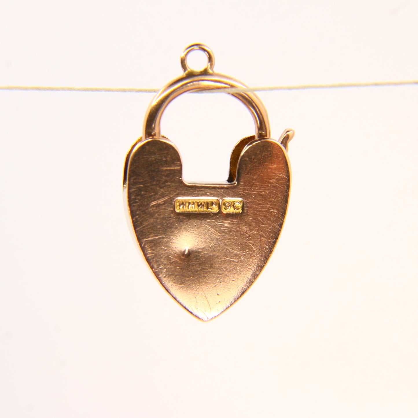 Vintage 9ct Engraved Heart Lock Charm Padlock Closer Solid Gold Pendant Craft Gift