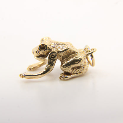 Vintage 9ct Hallmarked Gold Frog Pendant Charm Moving Legs Opening Mouth