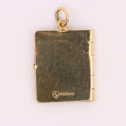Vintage 9ct Hallmarked Gold 2 Photo Sunburst Locket Pendant Yellow Gold Charm