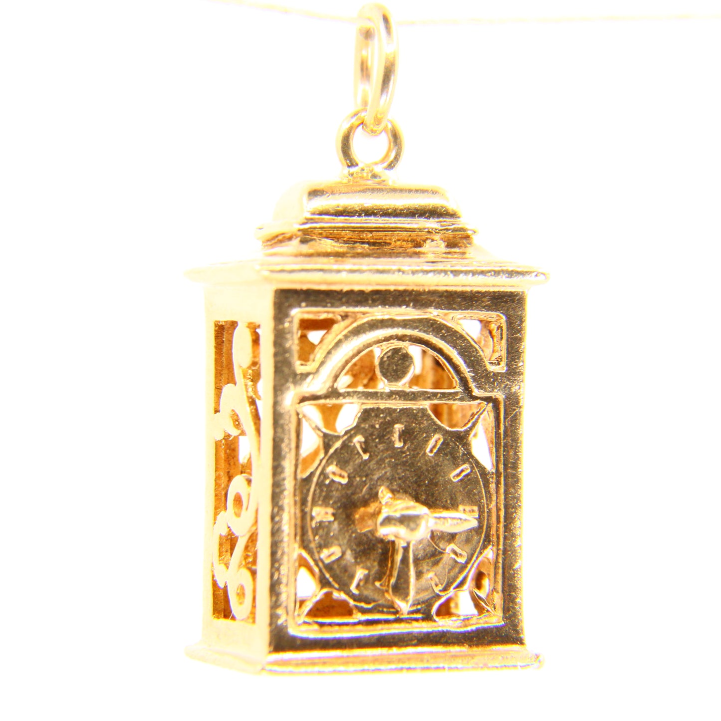 Vintage 9ct Clock Charm Moving Hands Hallmarked Yellow Gold Mantel Clock Pendant