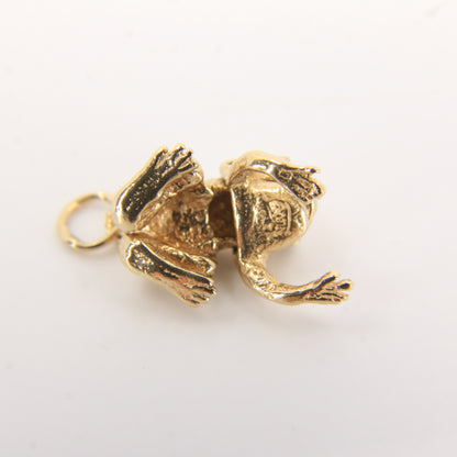 Vintage 9ct Hallmarked Gold Frog Pendant Charm Moving Legs Opening Mouth