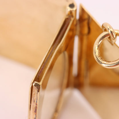 Vintage 9ct Hallmarked Gold 2 Photo Sunburst Locket Pendant Yellow Gold Charm