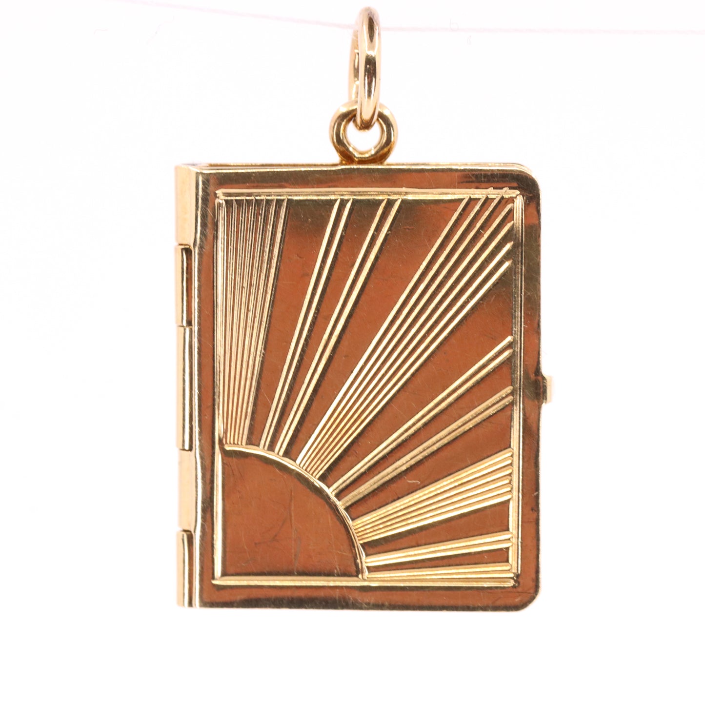 Vintage 9ct Hallmarked Gold 2 Photo Sunburst Locket Pendant Yellow Gold Charm