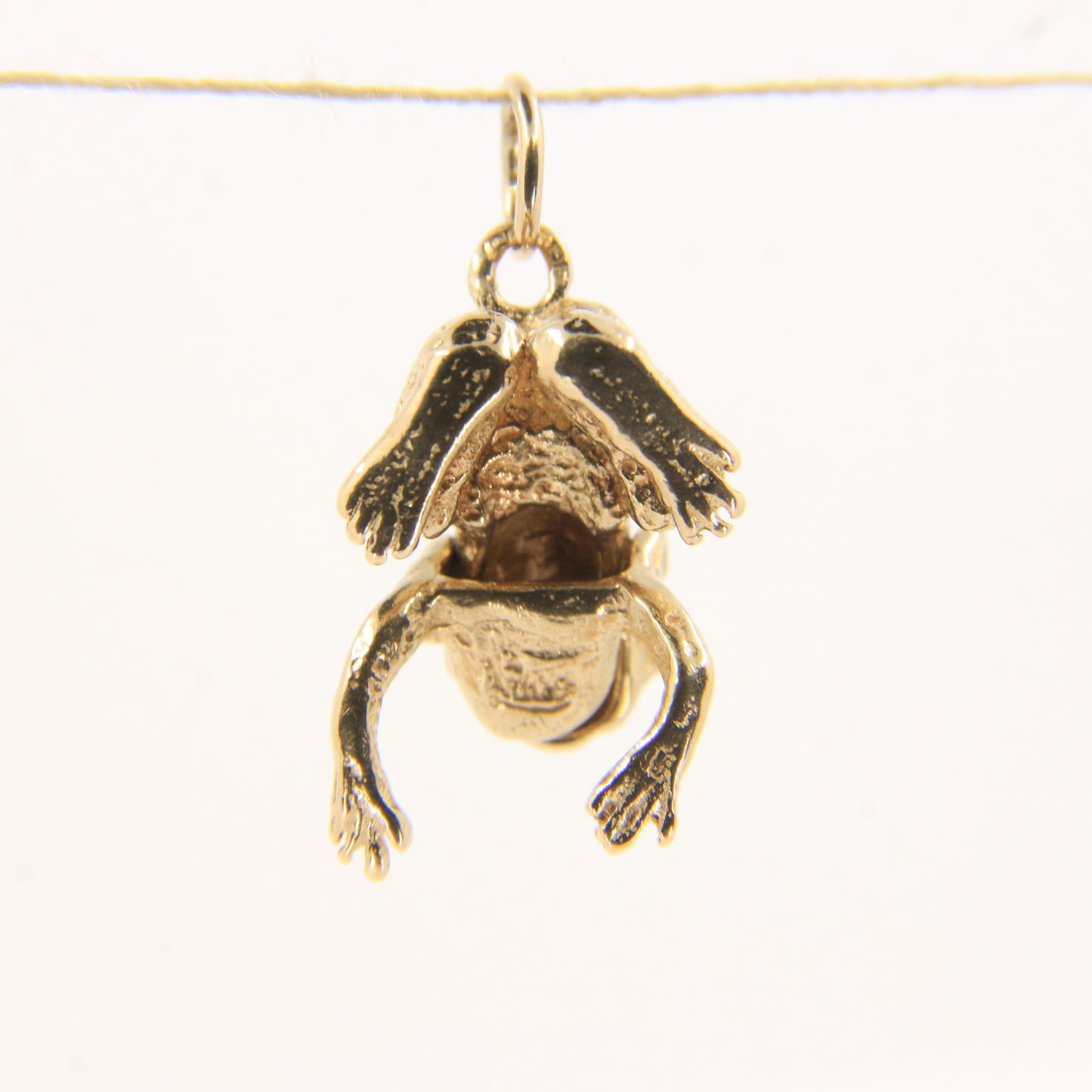 Vintage 9ct Hallmarked Gold Frog Pendant Charm Moving Legs Opening Mouth