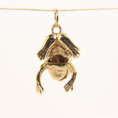 Vintage 9ct Hallmarked Gold Frog Pendant Charm Moving Legs Opening Mouth