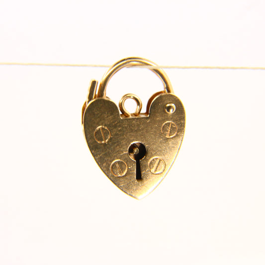 Vintage 9ct Heart Lock Gold Charm Padlock Closer Pendant Hallmarked Gifts Crafts