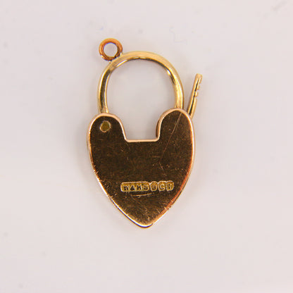 Vintage 9ct Heart Lock Gold Charm Padlock Closer Pendant Solid Gold Gifts Crafts