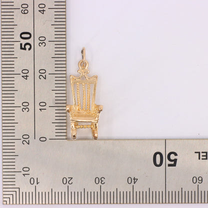 Vintage 9ct Hallmarked Gold Rocking Chair Charm Pendant Yellow Gold