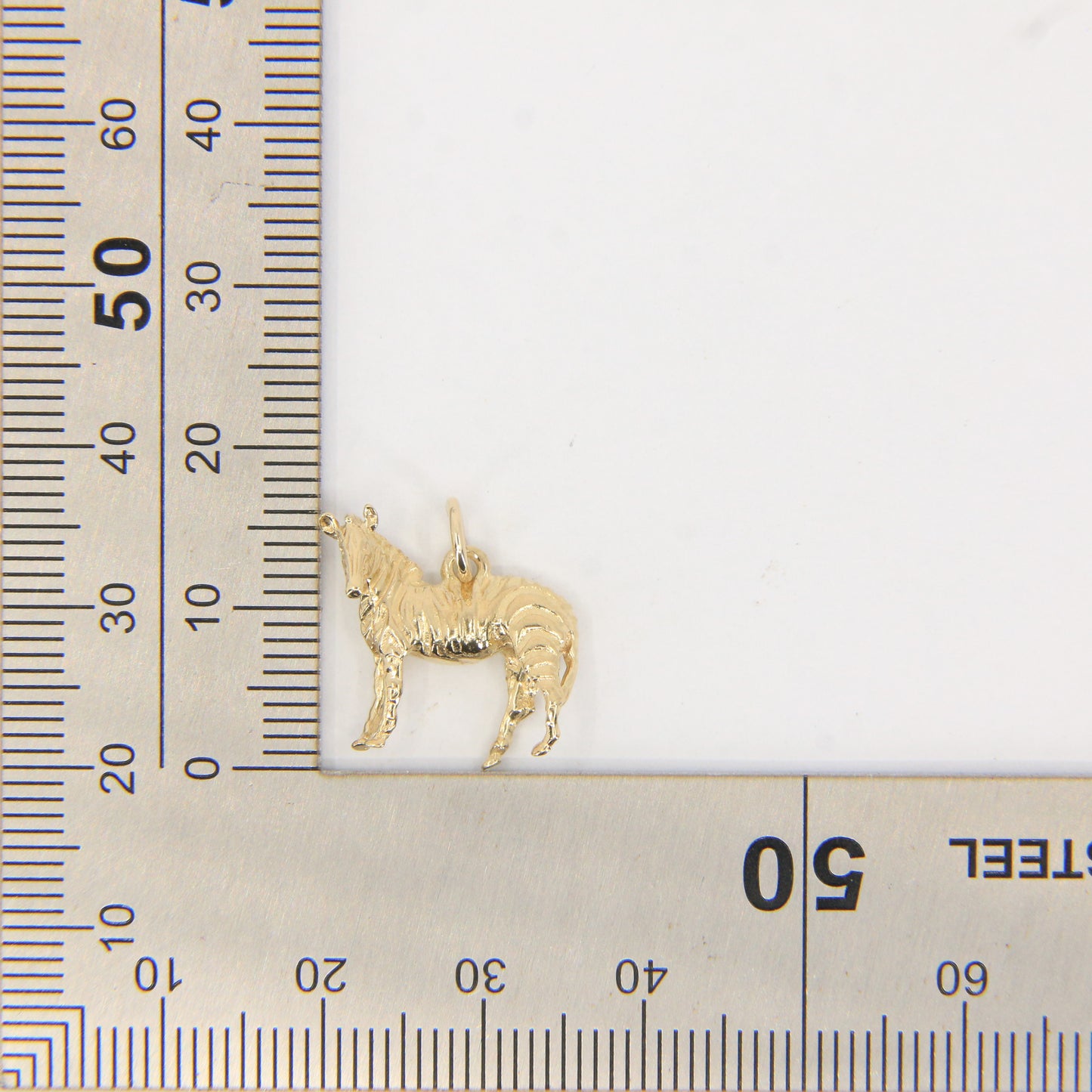 Vintage 9ct Gold Zebra Pendant Yellow Gold Animal Charm Striped Horse Gift