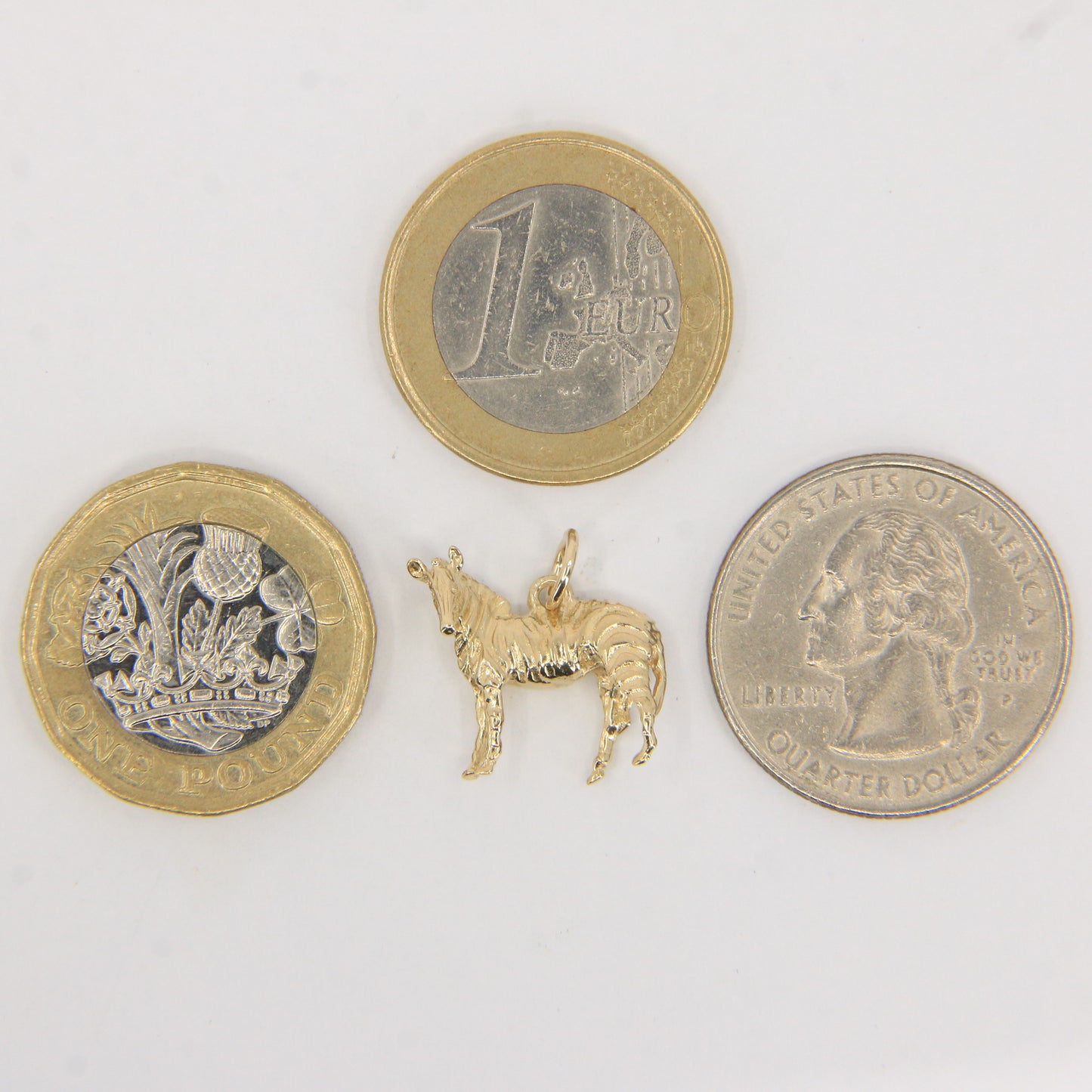 Vintage 9ct Gold Zebra Pendant Yellow Gold Animal Charm Striped Horse Gift