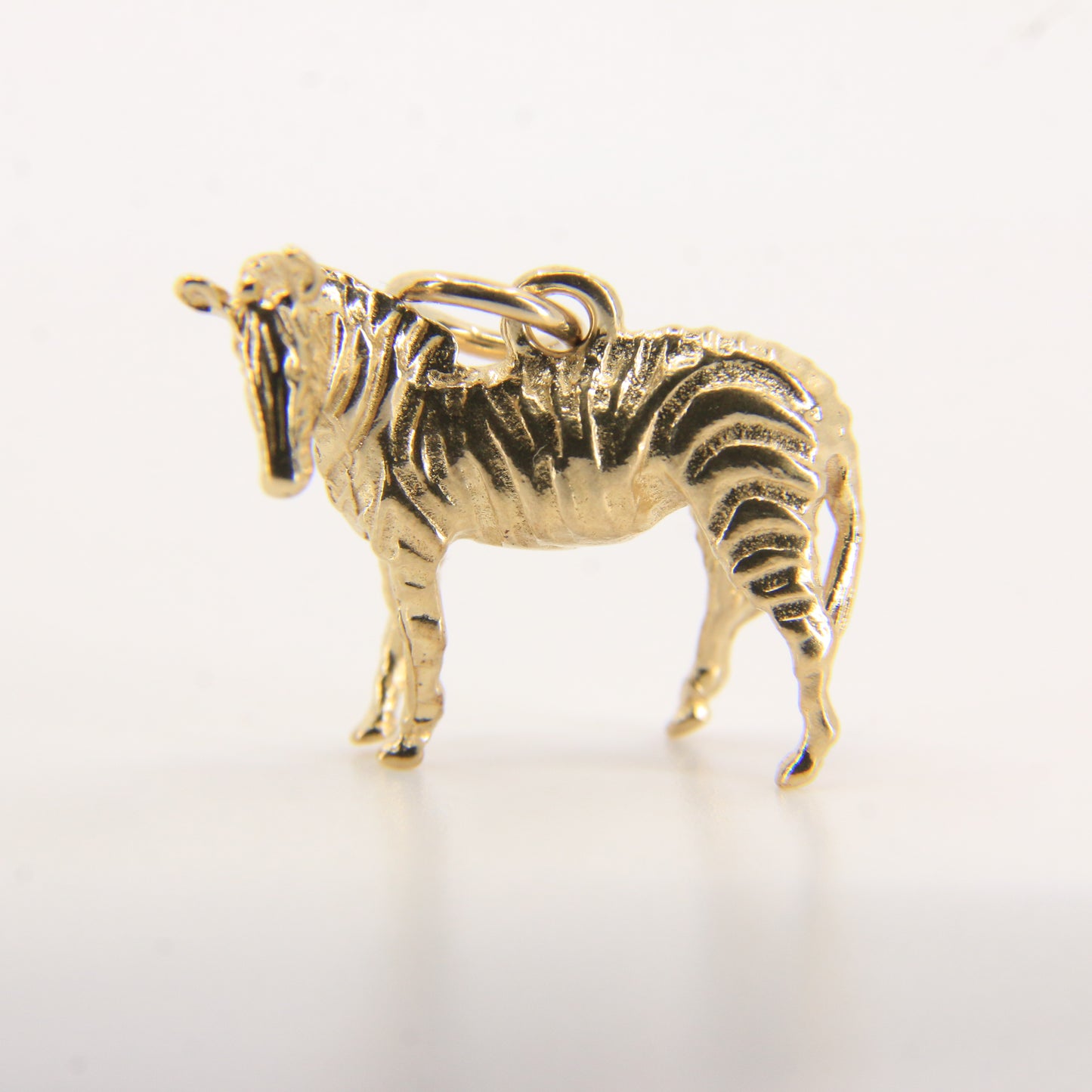 Vintage 9ct Gold Zebra Pendant Yellow Gold Animal Charm Striped Horse Gift