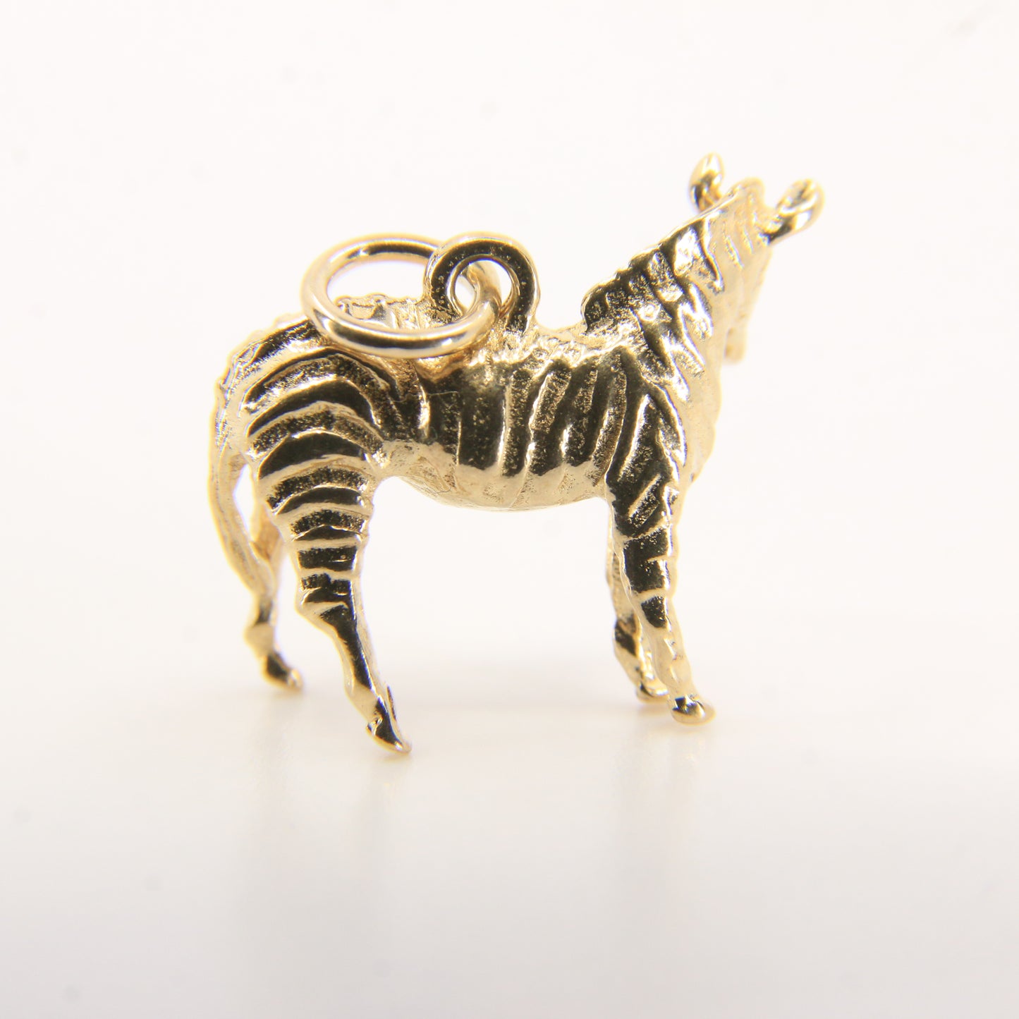 Vintage 9ct Gold Zebra Pendant Yellow Gold Animal Charm Striped Horse Gift