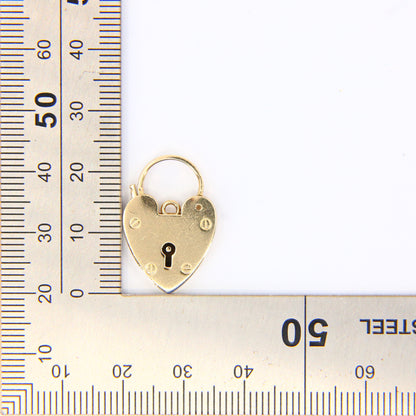 Vintage 9ct Heart Lock Gold Charm Padlock Closer Pendant Hallmarked Gifts Crafts